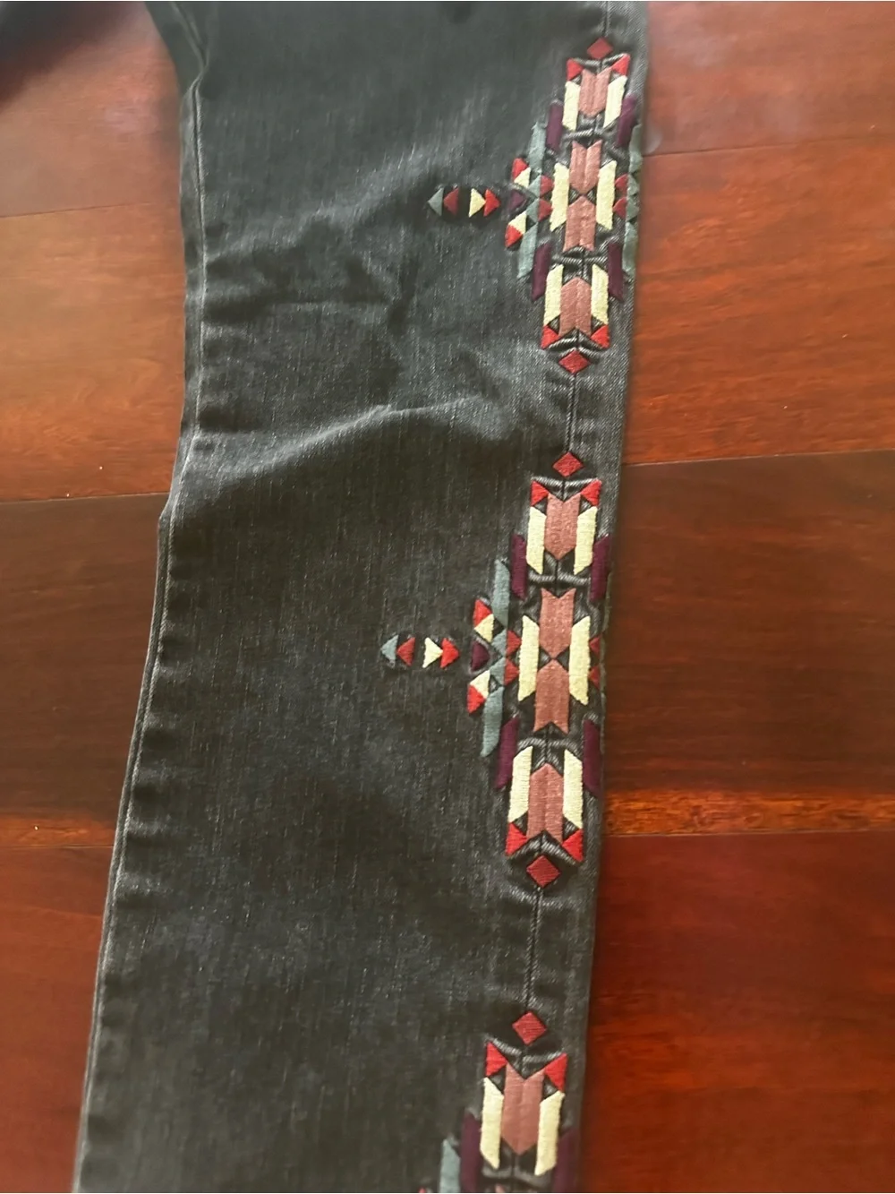 BDG Black Skinny Jeans with Side Geometric Embroidery
